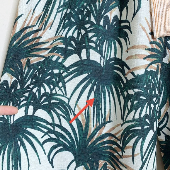 PatBO Palm Jumpsuit (Sz 2) Asymmetric Ruffle Wide Leg Crop Green & White - Picture 14 of 16